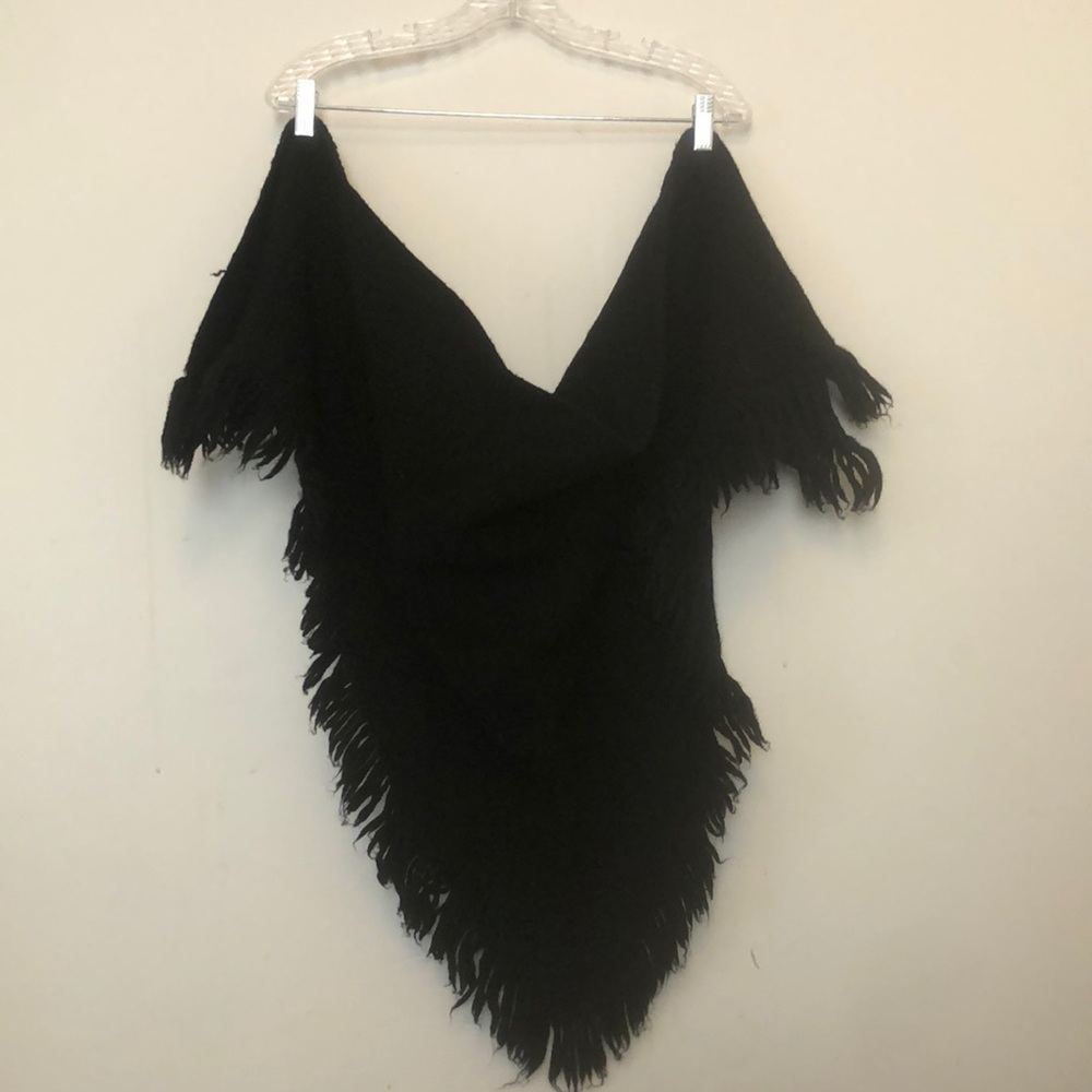 Black mohair wrap, evening shawl bridal cover up triangular excellent condition